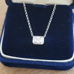 1 CT Genuine Moissanite Emerald Cut Necklace